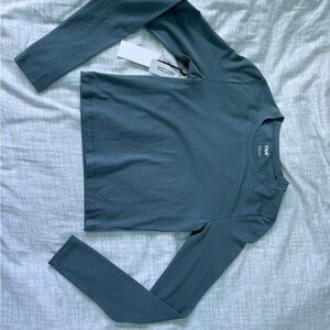 Aritzia Blue crew waist length Tshirt